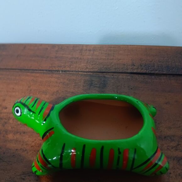Vintage Turtle Trinket Box Terracotta Clay Mexico Hand Painted - Picture 6 of 8